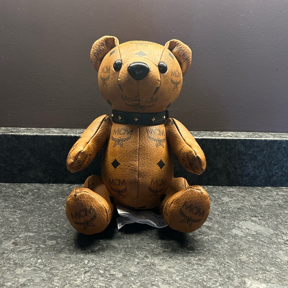 MCM Brown and Black Leather Teddy Bear
